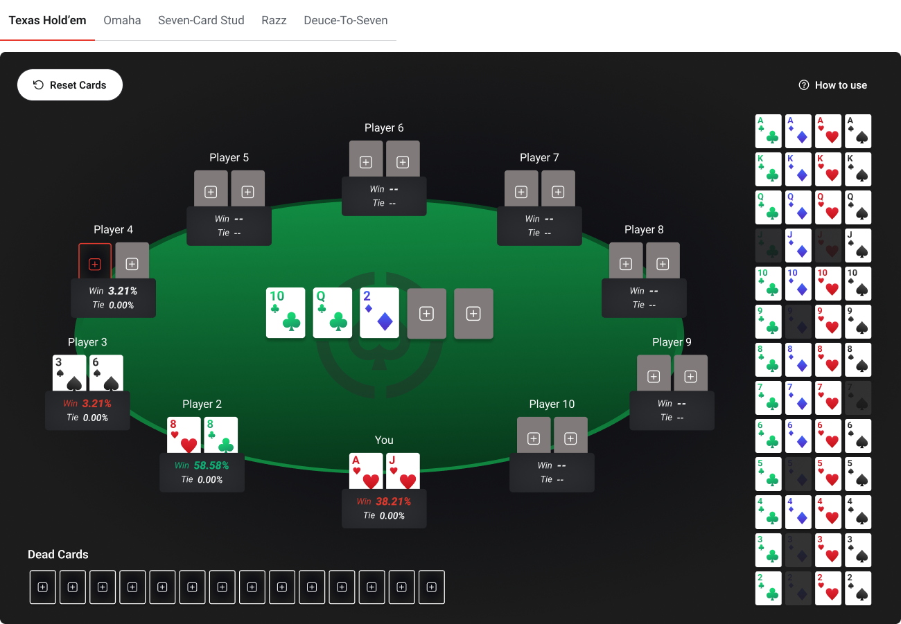 Win % and Tie % are always accesible on the screen